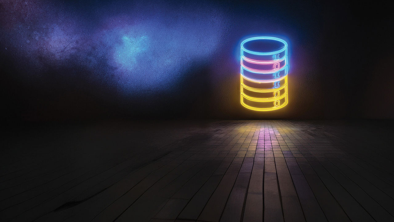 PIM-event sthlm – image of a databank in neon